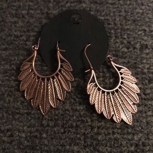 Rose Gold Feather Hoops